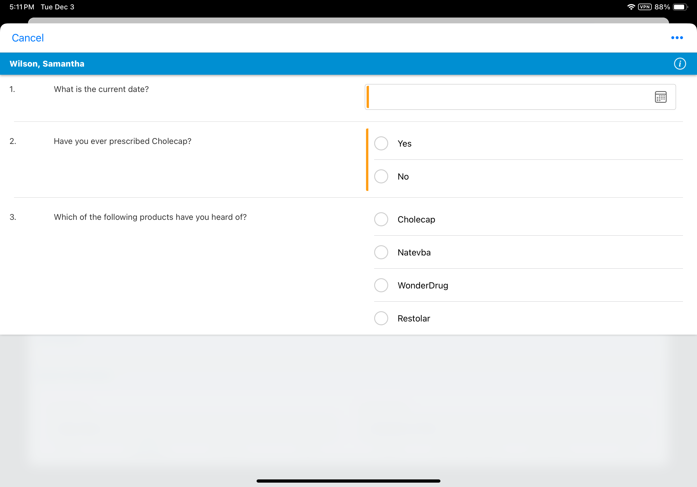 Viewing Survey Targets on the Call Report