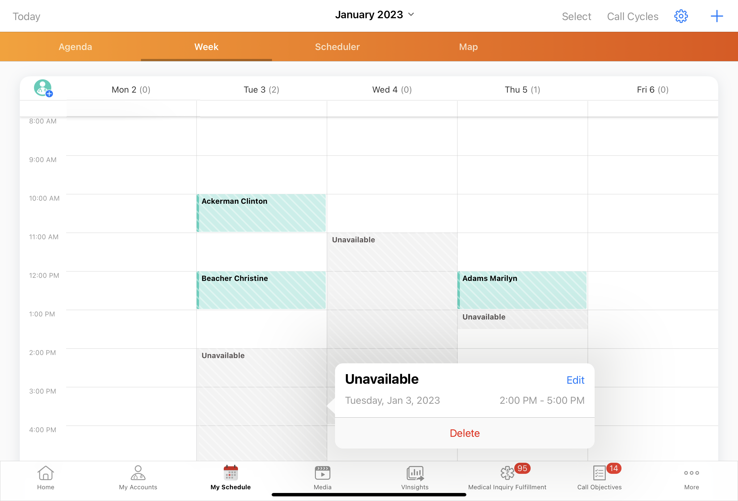 Creating and Viewing Unavailable Time Slots