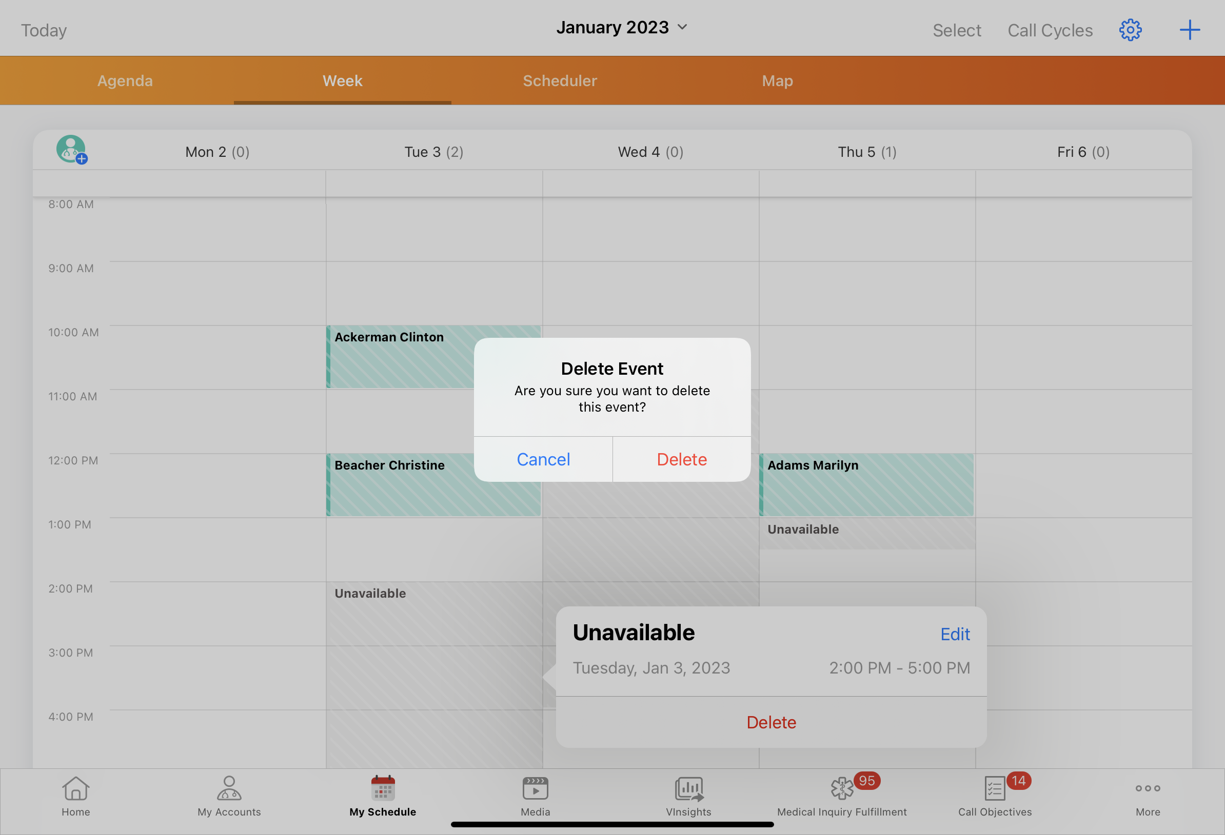 Creating and Viewing Unavailable Time Slots