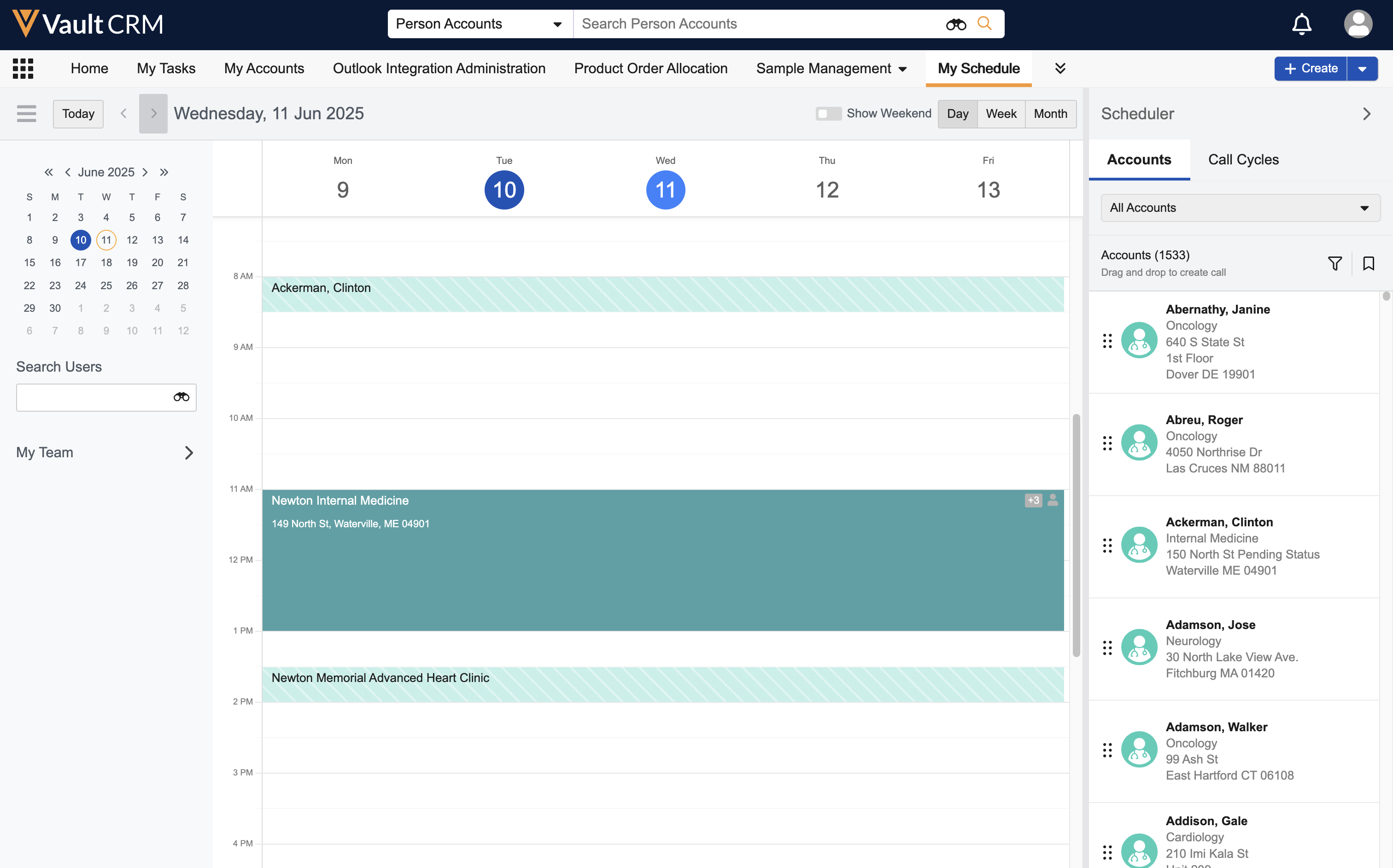 Scheduling Calls and Activities in Day View