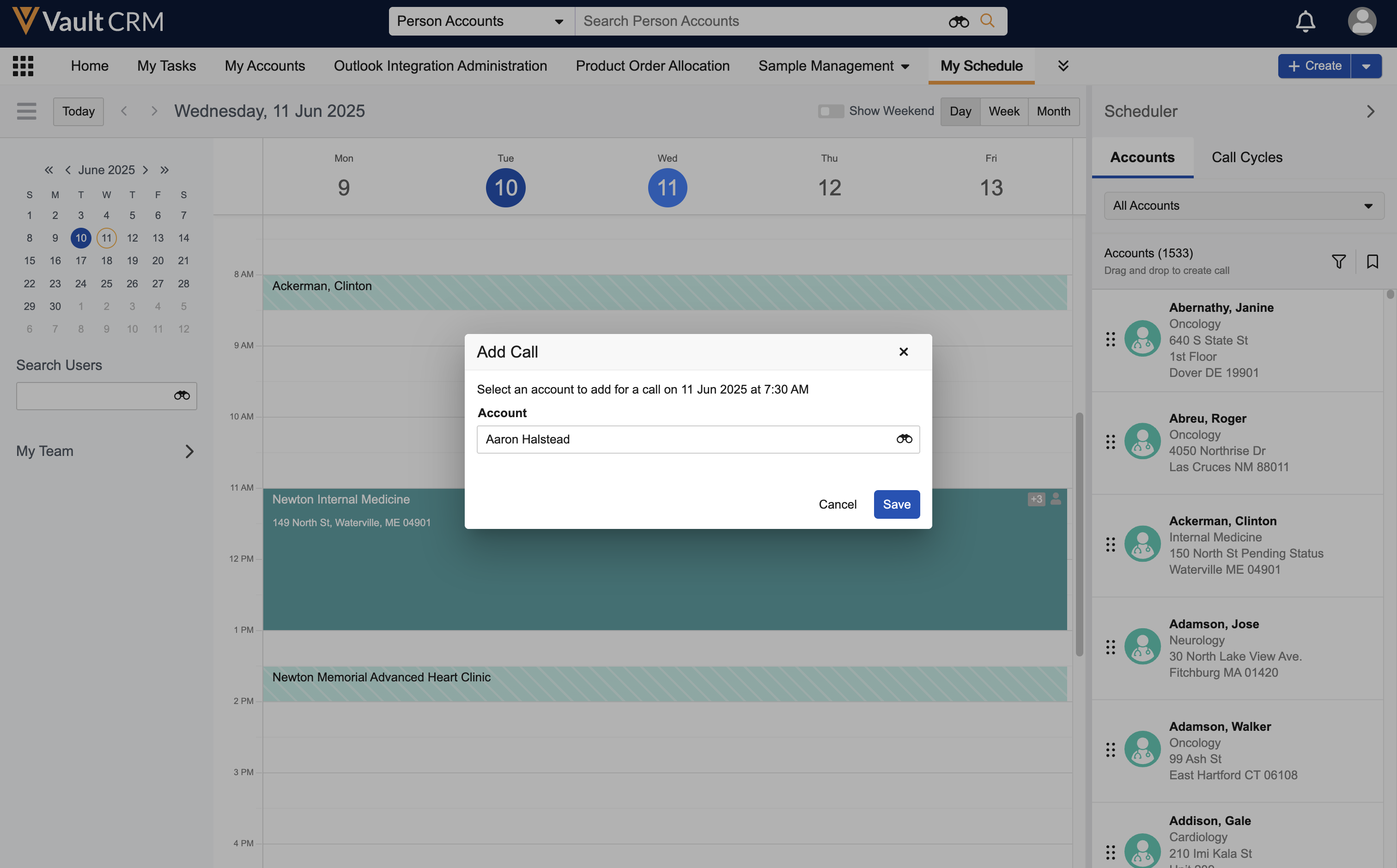 Scheduling Calls and Activities in Day View